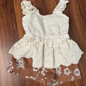 Cream and Brown Floral Baby Outfit